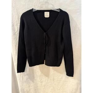 Harper Heritage Cardigan Sweater Women’s Front Tie Knit Black Size Medium